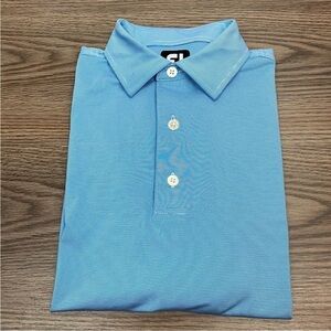 FootJoy Light Blue & White Micro Stripe Golf Polo Shirt, size L